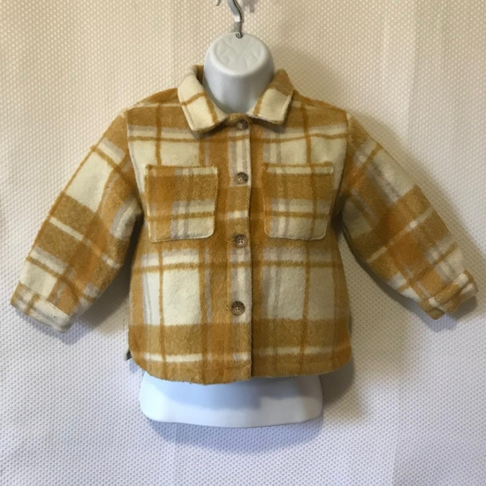 Zara Kids Plaid Jacket in Mustard and Cream